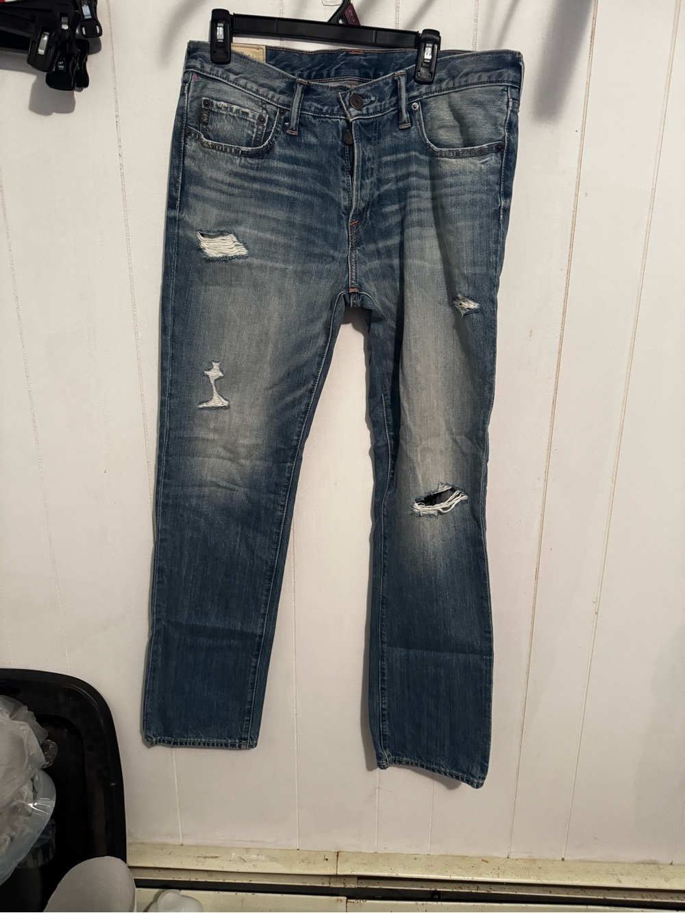 Abercrombie & Fitch Distressed Light Blue Straight Jeans